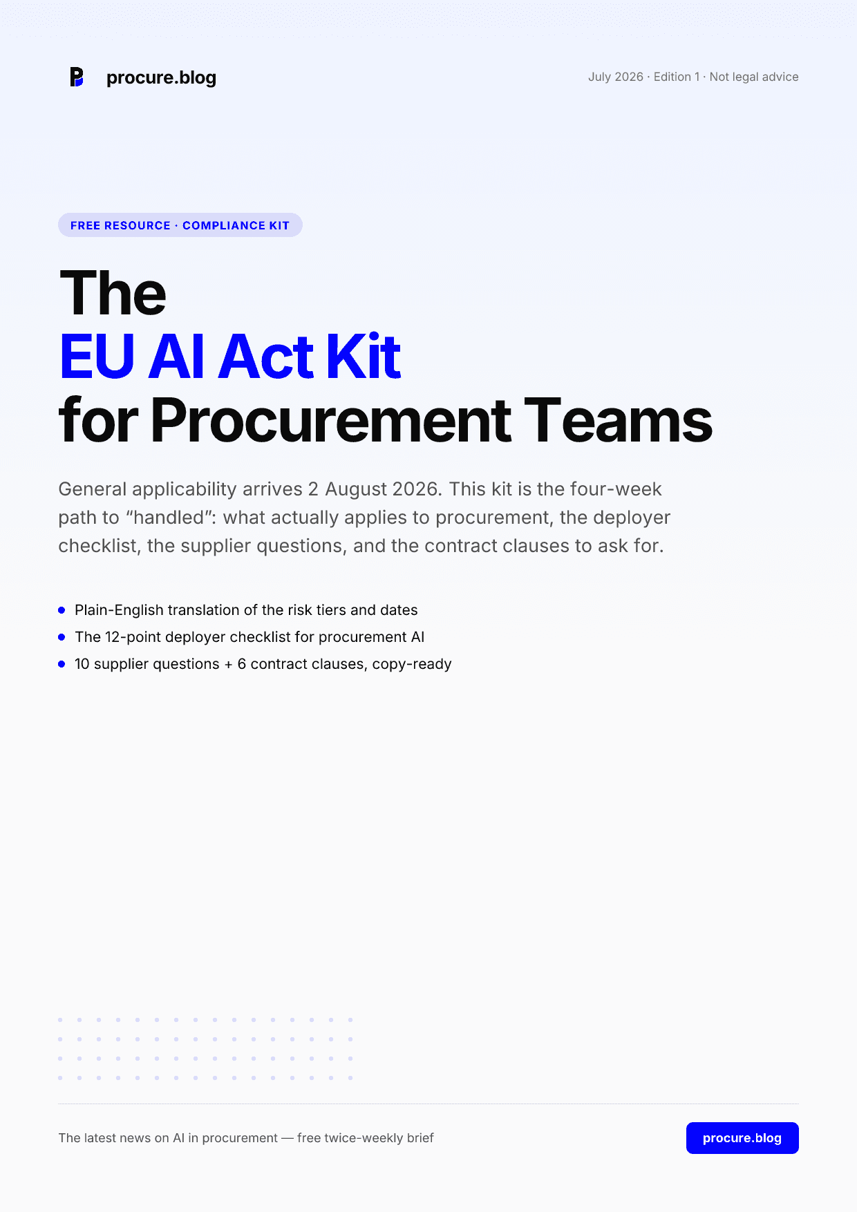 The EU AI Act Kit for Procurement Teams — cover