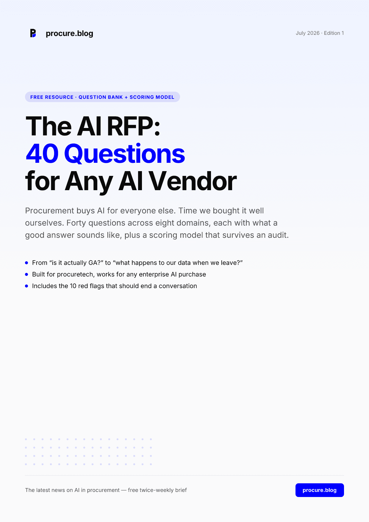 The AI RFP: 40 Questions for Any AI Vendor — cover