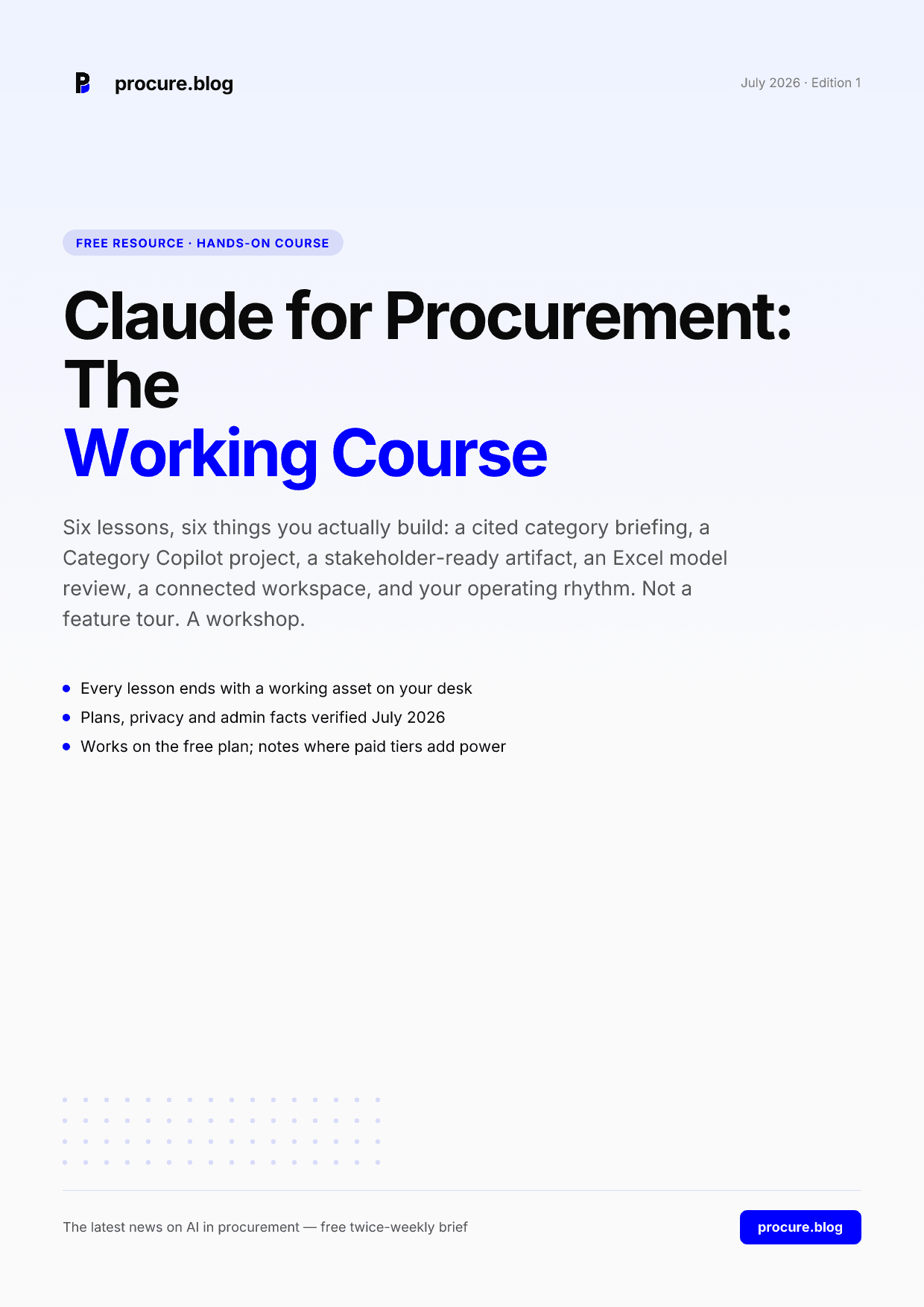 Claude for Procurement: The Working Course — cover