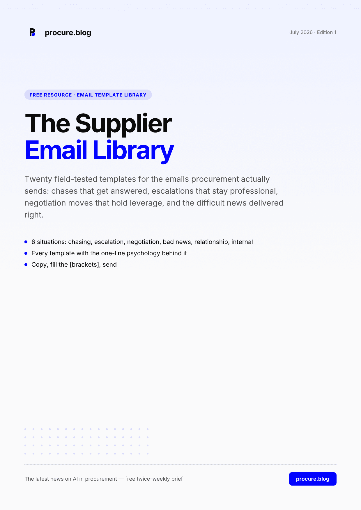 The Supplier Email Library — cover