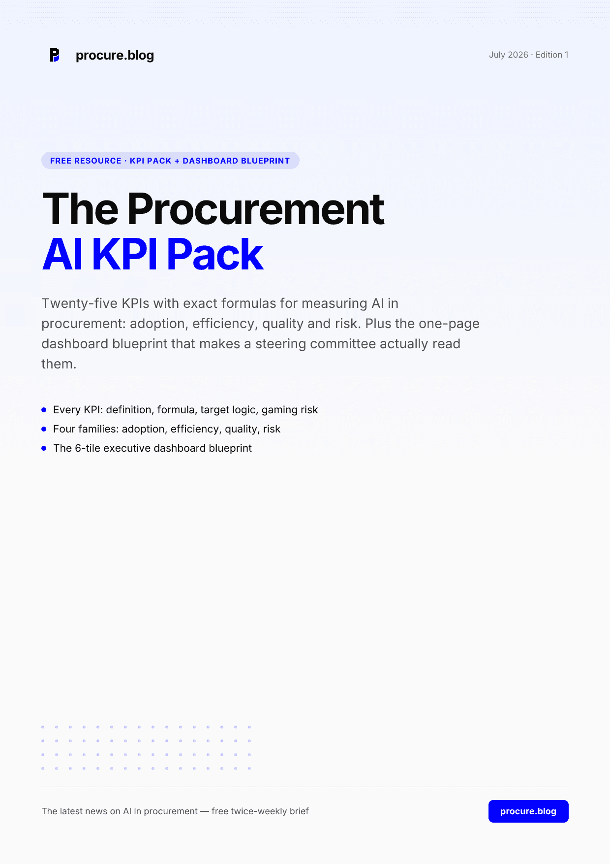 The Procurement AI KPI Pack — cover