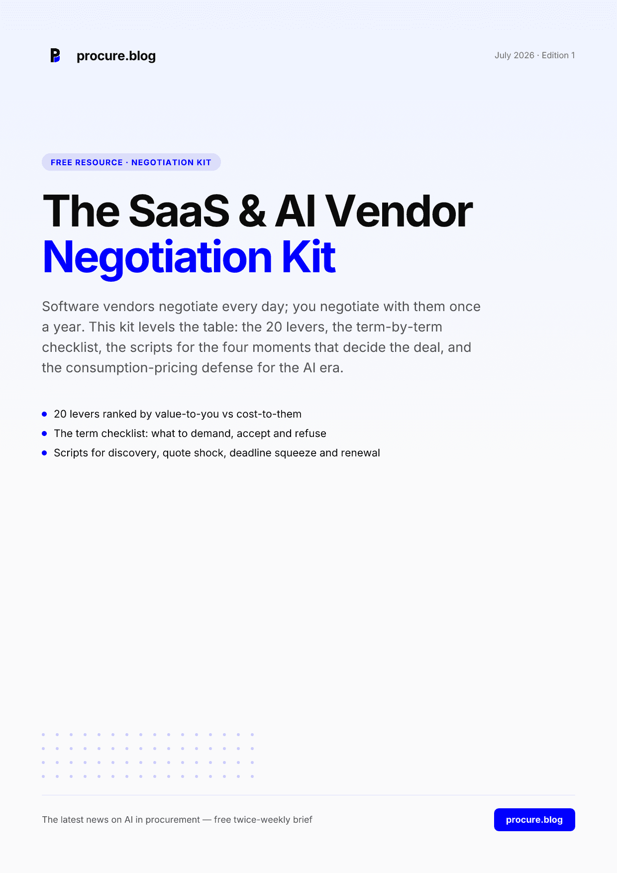 The SaaS & AI Vendor Negotiation Kit — cover