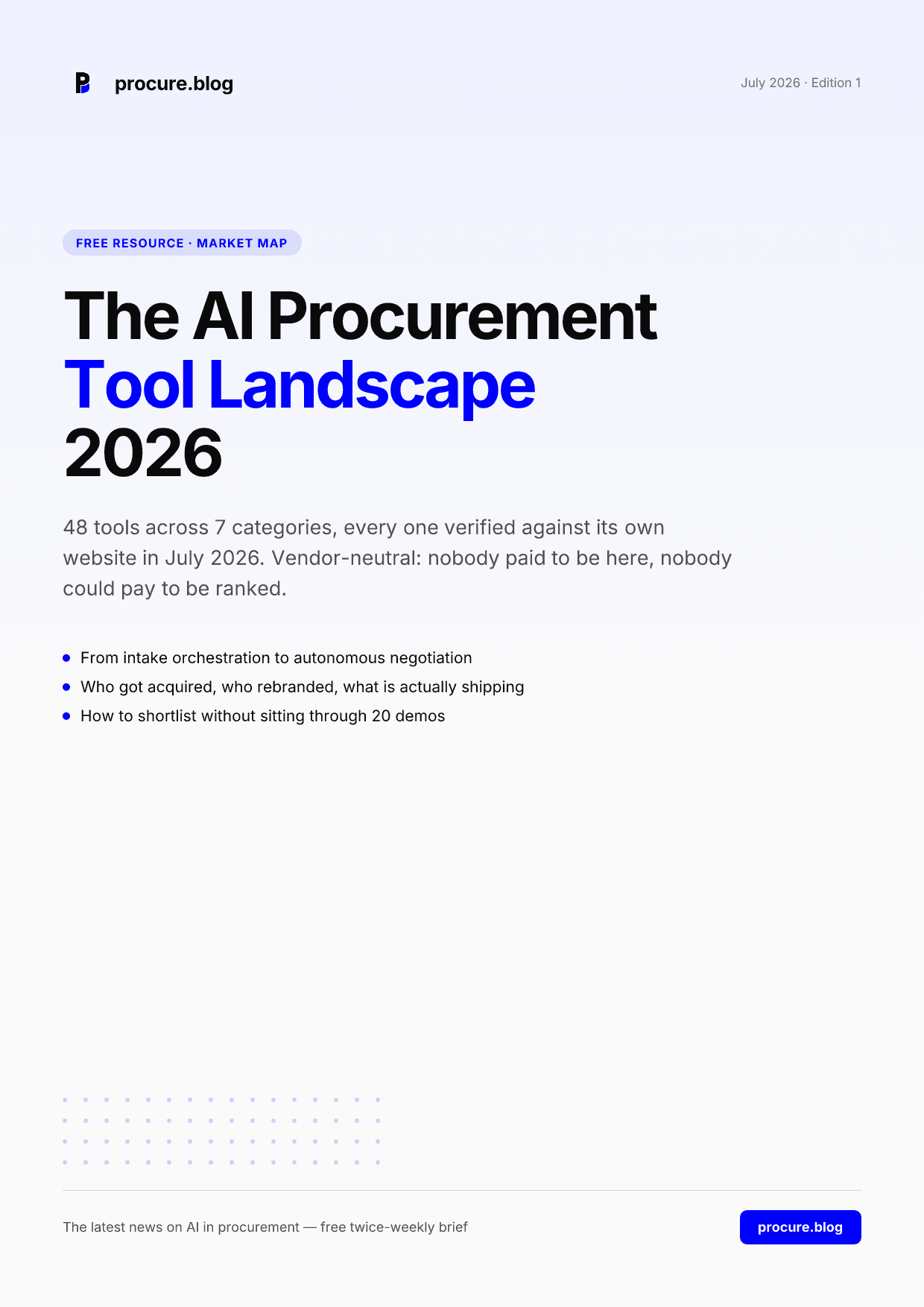 The AI Procurement Tool Landscape 2026 — cover