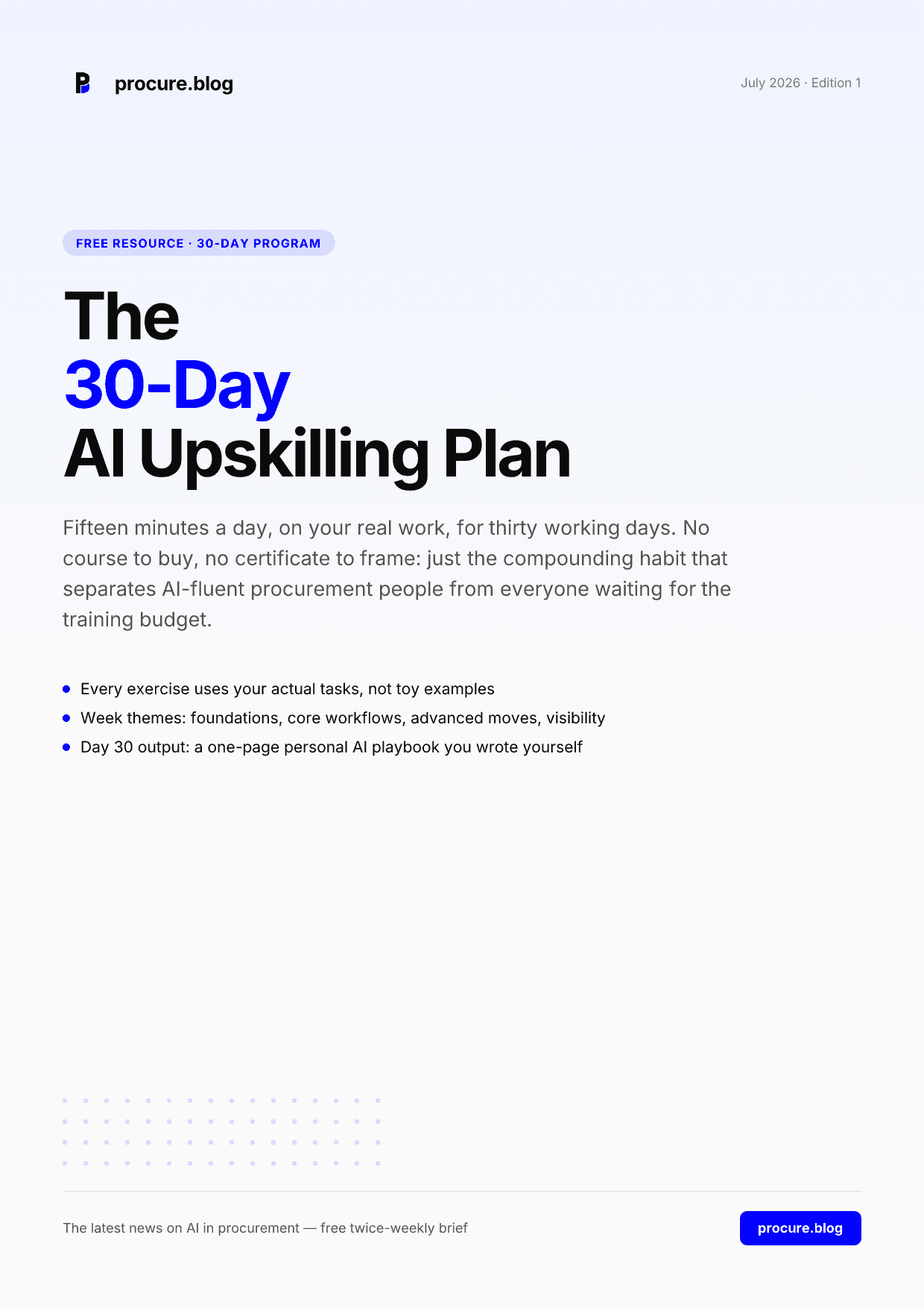 The 30-Day AI Upskilling Plan — cover